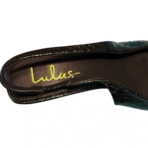 Lulus Black Embossed Pointed Toe Slingback Block Heel Shoes – Mid Heel Size 9 - Picture 7 of 9